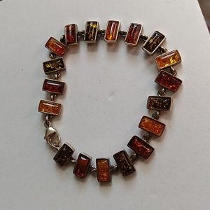 Vintage Baltic shades of honey amber bracelet sterling silver 925